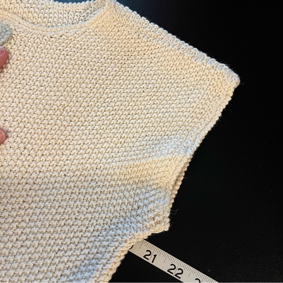 VTG Coquette Bow Pastel Sweater Ivory Sz M Chunky Textured Knobby Knit - Picture 9 of 11